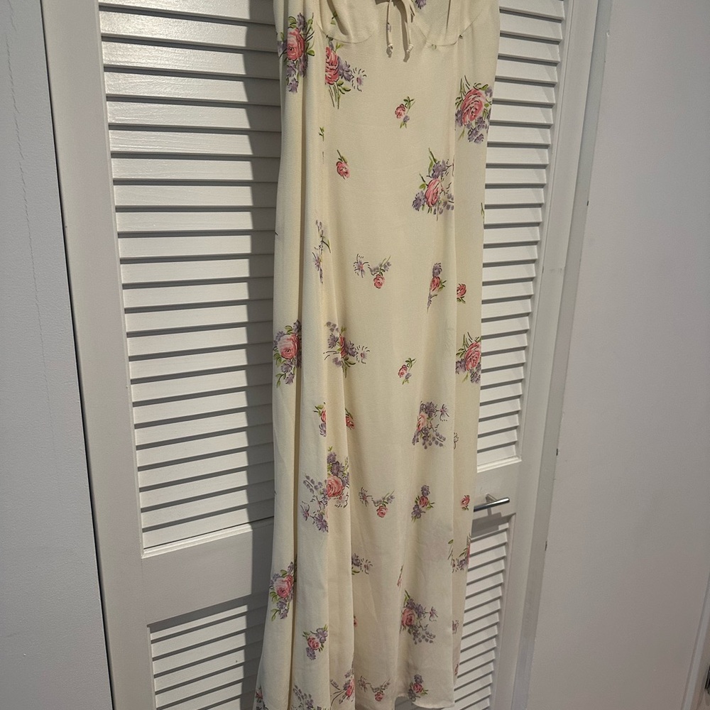 Reformation Cream Dress with Floral Design